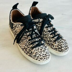Esseutesse Leopard Print Low-Top Leather Italian Sneakers Size 6.5